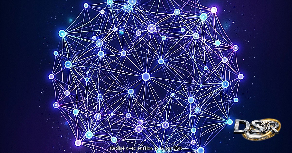 Réseau de neurones stylisé évoquant un modèle d'IA ouvert et gratuit